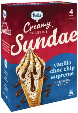 IGA Bulla Creamy Classics Sundae Ice Cream Cone Selected Varieties offer