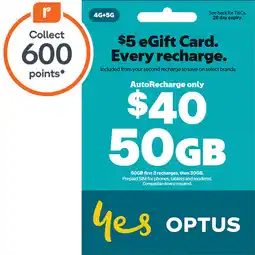 Woolworths Optus $40 AutoRecharge Only Prepaid SIM Starter Kit offer