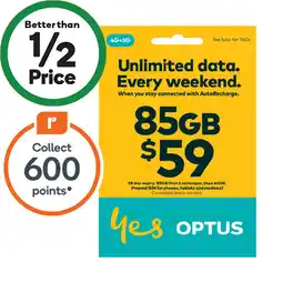 Woolworths Optus $59 SIM Starter Kit† offer