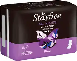 IGA Stayfree Pads 10‑14 Pack Selected Varieties offer