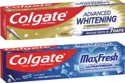 Coles Colgate Advanced Whitening & Tartar or Max Fresh Toothpaste 200g offer