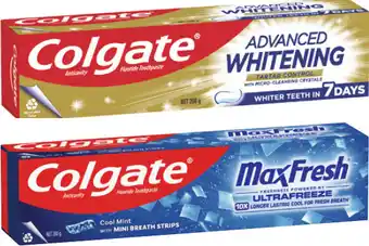 Coles Colgate Advanced Whitening & Tartar or Max Fresh Toothpaste 200g offer