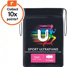 Woolworths U by Kotex Sport Ultrathins Pads-12 offer