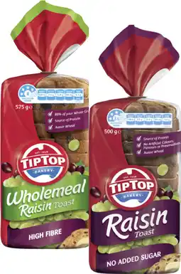 Coles Tip Top Raisin Toast-575g offer