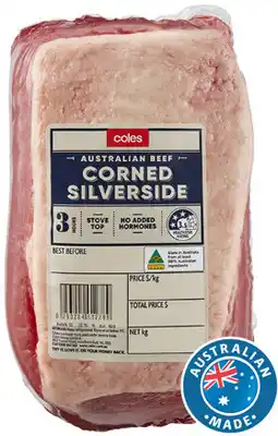 Coles Coles Australian No Added Hormones Beef Corned Silverside offer