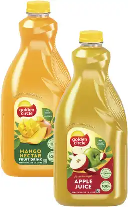 Coles Golden Circle Mango Nectar or Apple Juice 2 Litre offer