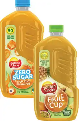 Coles Golden Circle Cordial or Zero Sugar Cordial 2 Litre offer