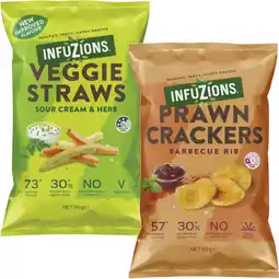 Coles Infuzions Veggie or Prawn Crackers 90g offer