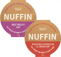 Coles Nuffin Roasted Capsicum and Onion or Beetroot Dip 200g offer