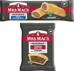 Coles Mrs Mac's Microwaveable Pie or Sausage Roll 175g offer
