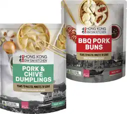 Coles Hong Kong Dim Sim Kitchen Pork & Chive Dumplings or BBQ Pork Buns 300g offer