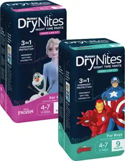 Coles Huggies DryNites Night Time Pants-10 Pack offer