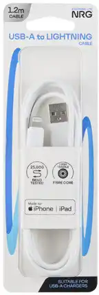 Coles NRG White Lightning Cable 1.2 Metres offer