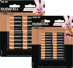 Coles Duracell Coppertop Batteries AA or AAA 20 Pack offer
