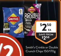 Foodworks Smith's Crinkle or Double Crunch Chips offer