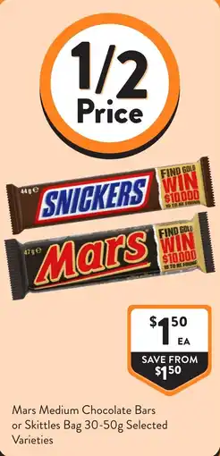 Foodworks Mars Medium Chocolate Bars offer