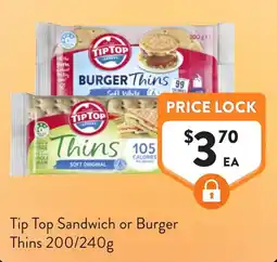 Foodworks Tip Top Sandwich or Burger Thins offer