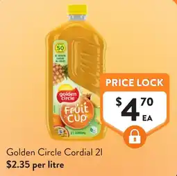 Foodworks Golden Circle Cordial 2l offer