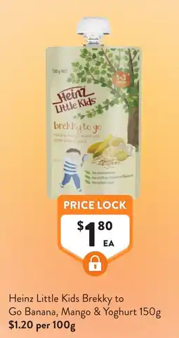 Foodworks Heinz Little Kids Brekky to Go Banana, Mango & Yoghurt offer