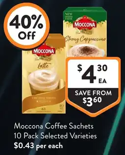 Foodworks Moccona Coffee Sachets offer