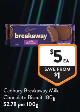 Foodworks Cadbury Breakaway Milk Chocolate Biscuit offer