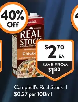 Foodworks Campbell's Real Stock 1l offer