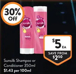 Foodworks Sunsilk Shampoo or Conditioner offer