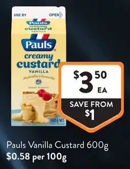 Foodworks Pauls Vanilla Custard offer