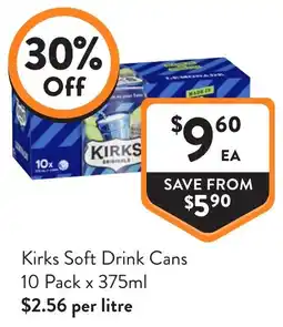 Foodworks Kirks Soft Drink Cans offer