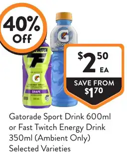 Foodworks Gatorade Sport Drink or Fast Twitch Energy Drink offer