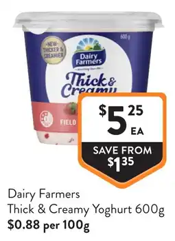 Foodworks Dairy Farmers Thick & Creamy Yoghurt offer