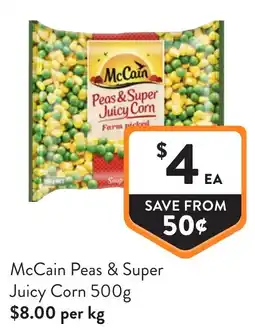 Foodworks McCain Peas & Super Juicy Corn offer