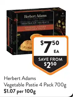 Foodworks Herbert Adams Vegetable Pastie offer