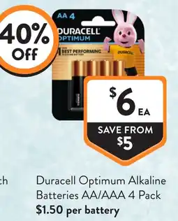 Foodworks Duracell Optimum Alkaline Batteries offer