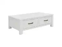 LivingStyles Lakeland Solid Mountain Ash Timber 2 Drawer Coffee Table, 127cm offer