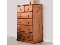 LivingStyles Standard New Zealand Pine 6 Drawer Tallboy in Golden Oak offer