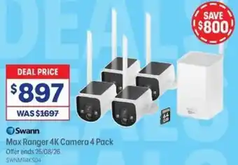 Swann Max Ranger 4K Camera 4 Pack Offer ends