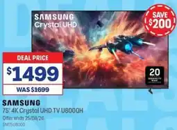 Officeworks SAMSUNG 75" 4K Crystal UHD TV U8000H offer