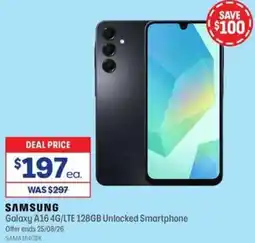 Officeworks SAMSUNG Galaxy A16 4G/LTE 128GB Unlocked Smartphone offer