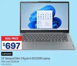 Officeworks Lenovo 14" Ideapad Slim 3 Ryzen 5 8/512GB Laptop offer