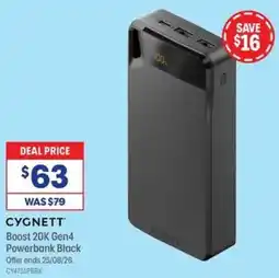 Officeworks CYGNETT Boost 20K Gen4 Powerbank Black offer