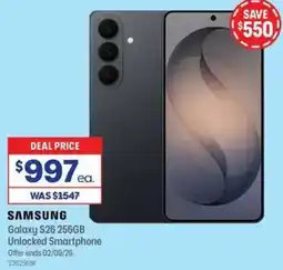 Officeworks SAMSUNG Galaxy S26 256GB Unlocked Smartphone offer