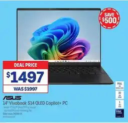 Officeworks ASUS 14” Vivobook S14 OLED Core Ultra 7 32GB/1TB Copilot+ PC offer