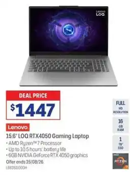Officeworks Lenovo LOQ Essential Gaming Laptop R7 16GB/1TB RTX4050 offer