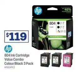Officeworks HP 804 Ink Cartridge Value Combo Colour/Black 3 Pack offer
