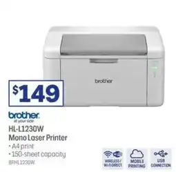 Officeworks Brother HL-L1230W Mono Laser Printer offer