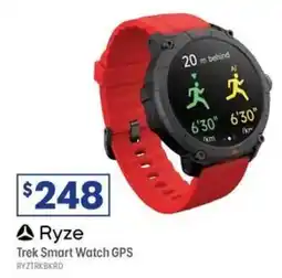 Officeworks Ryze Trek GPS Smart Watch Black and Red offer