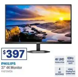 Officeworks Philips 27" 4K 60Hz Ergonomic Monitor 27E1N5800E offer