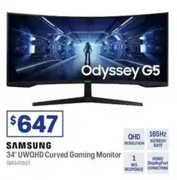 Officeworks Samsung 34" UWQHD 165Hz 1ms Curved Gaming Monitor G55T offer