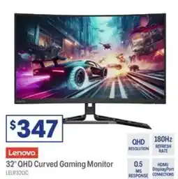 Officeworks Lenovo Legion 32" QHD 180Hz 0.5ms Gaming Monitor R32QC offer